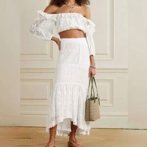 LoveShackFancy Dorabella White Maxi Skirt